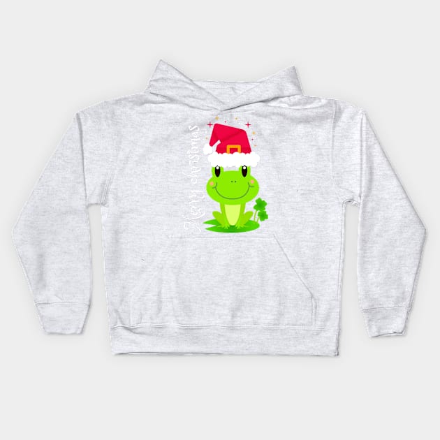 Starry Merry Christmas Frog Kids Hoodie by LukjanovArt